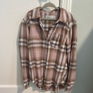 Abercrombie Kids Pink and Brown Plaid Shirt